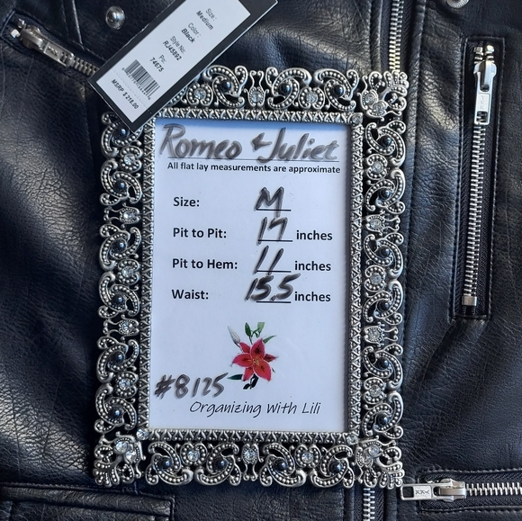 NEW! Romeo & Juliet black vegan leather zip-up cropped moto jacket🆕️Size Med - Picture 4 of 15